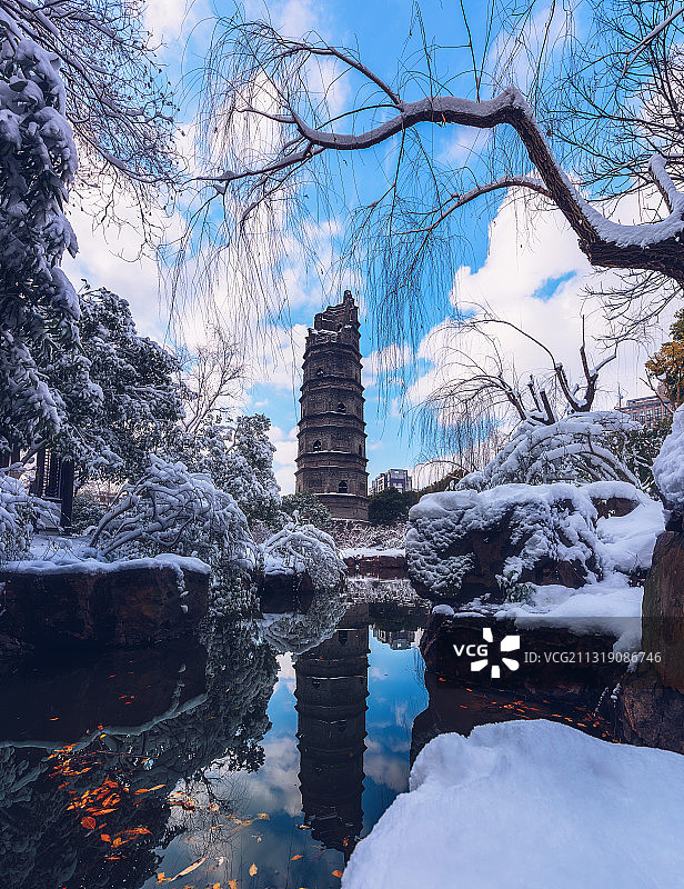 江阴兴国园雪景图片素材