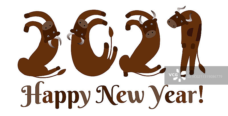 新年快乐，牛年贺卡图片素材