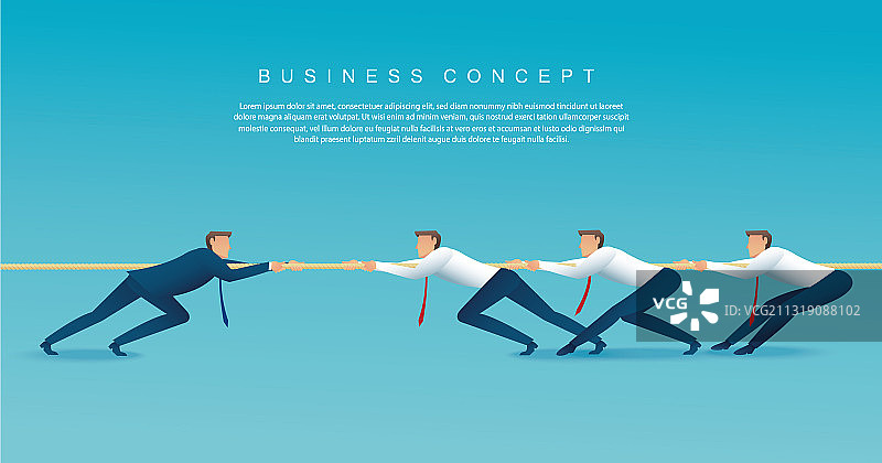 商人拉绳子的商业概念图片素材