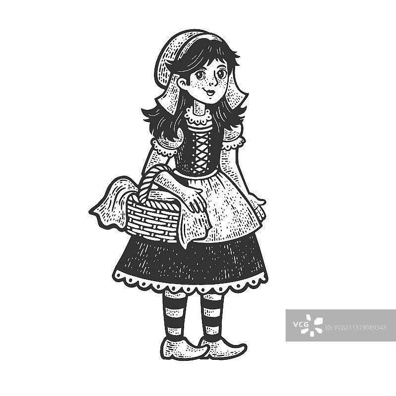 小红帽素描图片素材