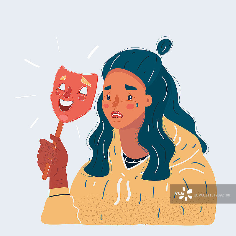 面带微笑的悲伤女人图片素材