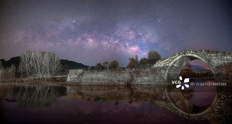 大理沙溪古镇玉津桥银河图片素材