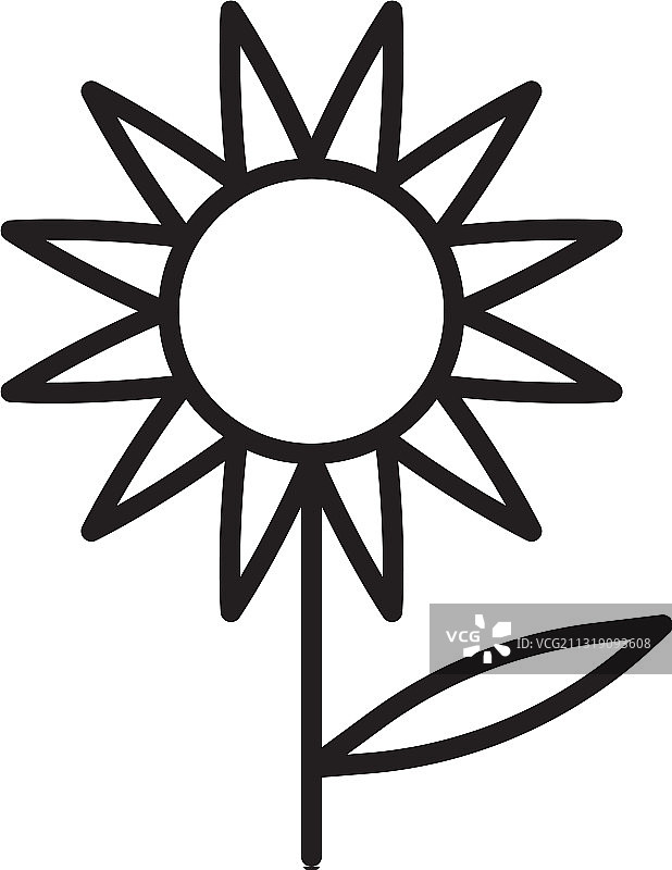 白色背景上的黑色向日葵图标图片素材