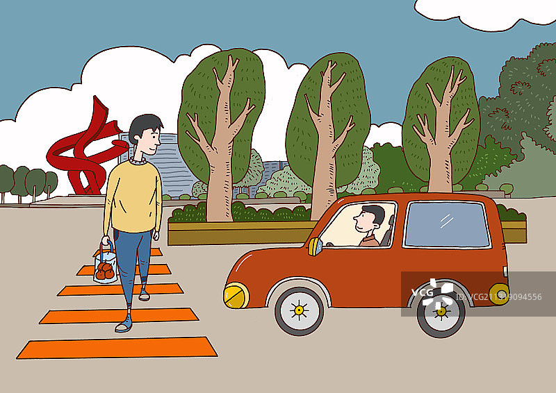 插画：文明驾驶图片素材