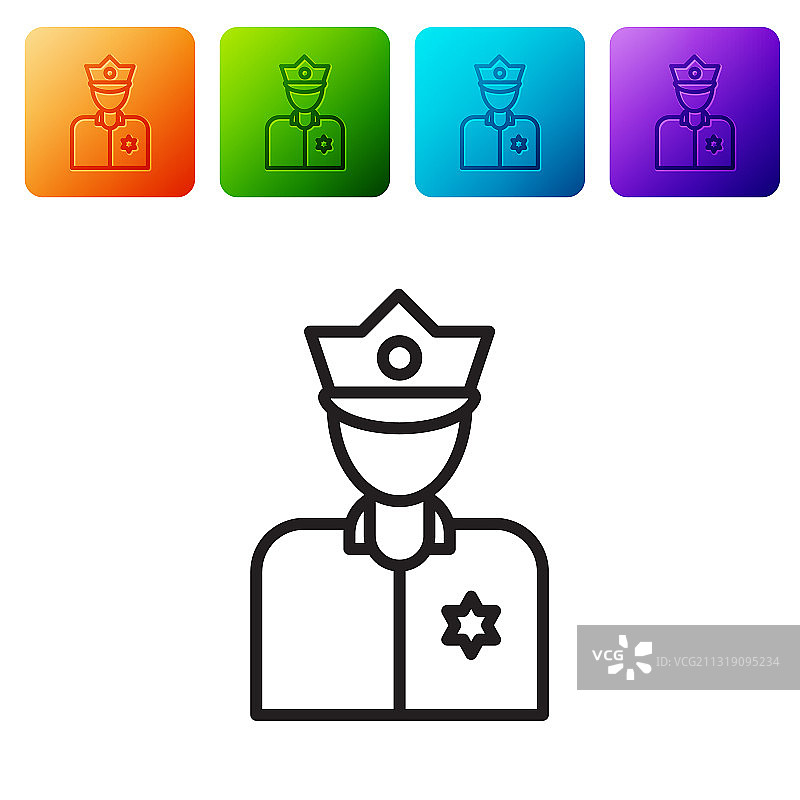 黑色线条警官图标图片素材