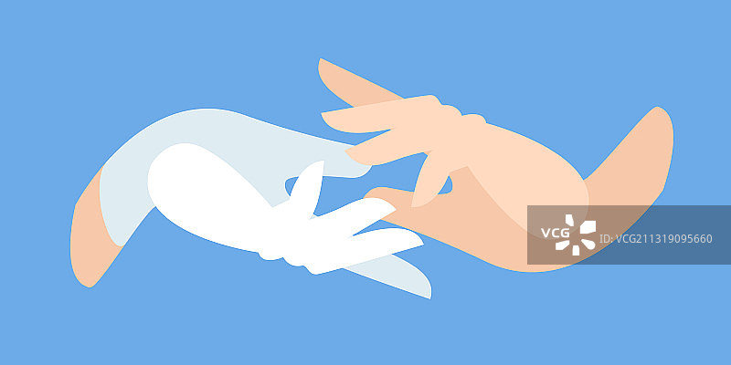 戴白色防护手套的医护人员图片素材