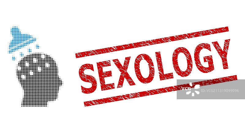 性学印章和半色调点状图案图片素材