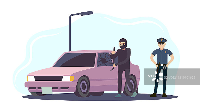 偷车贼正在拆卸汽车图片素材