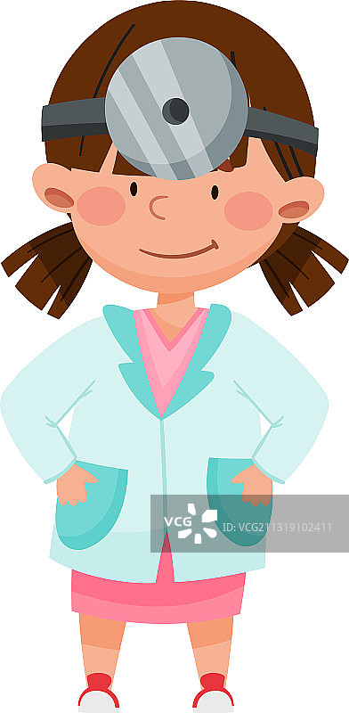 穿着医用服装微笑的女孩站立姿势图片素材