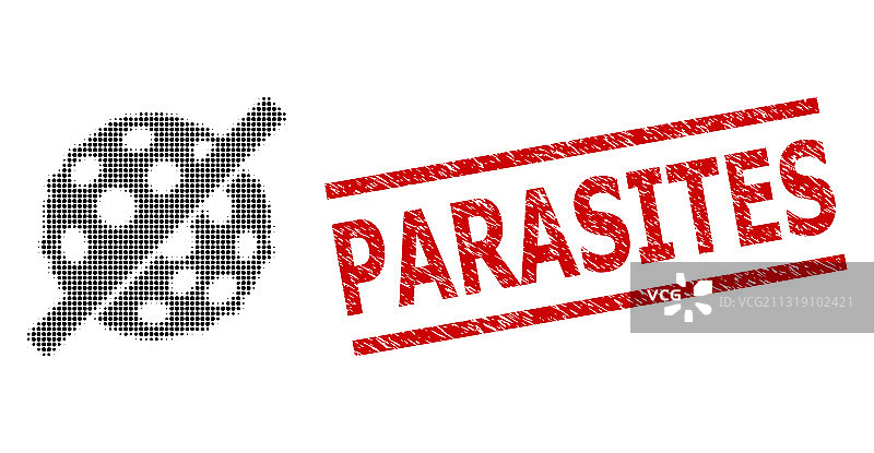 寄生虫印章和半色调点状刮痕效果图片素材