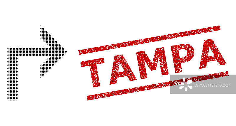 Grunge风格坦帕邮票和半色调点右转图片素材