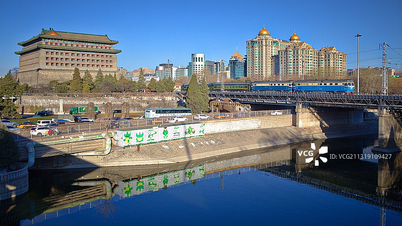 双机东风4C出北京站图片素材