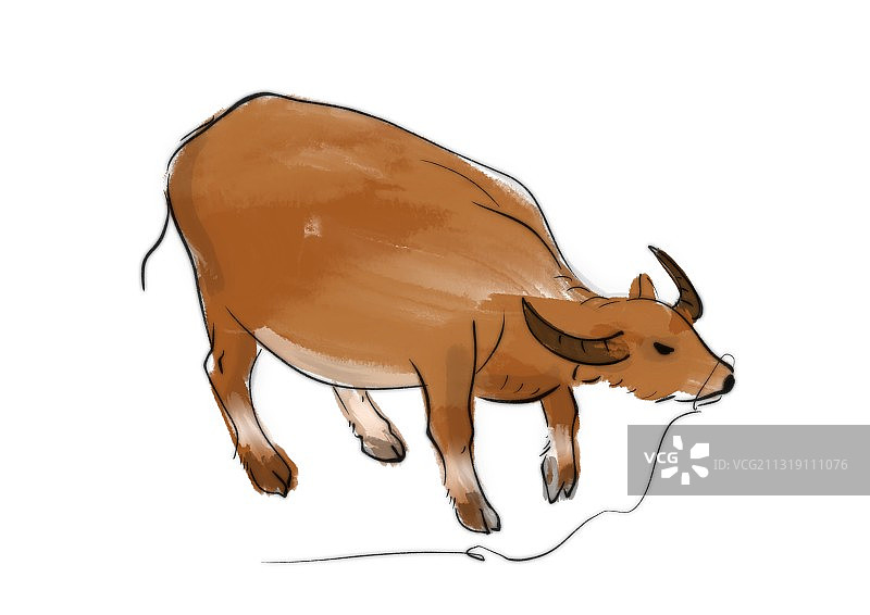 简笔画牛年老黄牛精神图片素材