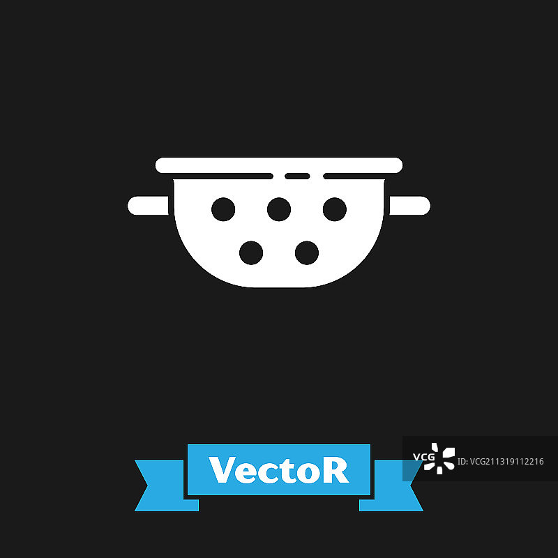 黑色背景上的白色厨房滤水器图标图片素材