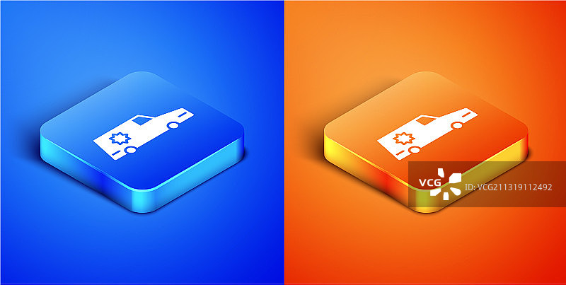 2.5D灵车图标，蓝背景图片素材