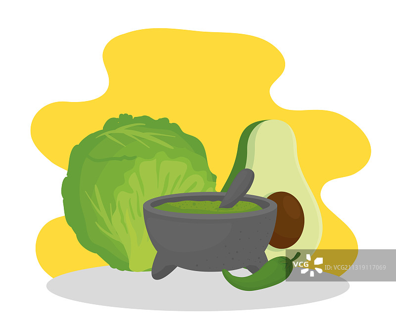 新鲜食材：生菜与牛油果图片素材