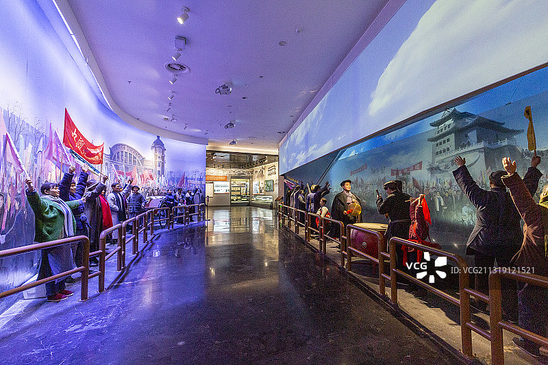 香山革命纪念馆多媒体景观：北平各界民众热烈欢迎人民解放军入城图片素材