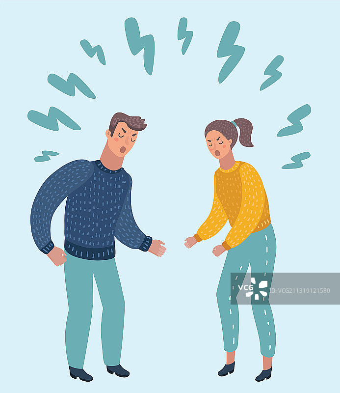 愤怒的女人冲着孤立的男人尖叫图片素材