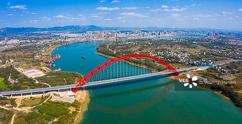 航拍世界第一拱桥广西平南三桥图片素材