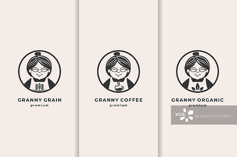 奶奶头像复古潮流套装图片素材