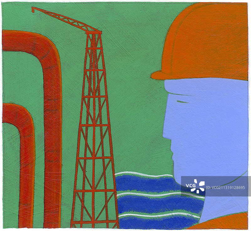 石油工人侧面图图片素材