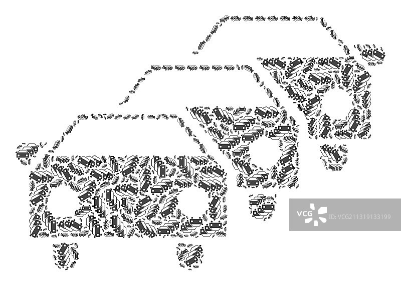 汽车交通堵塞拼贴自递归图片素材