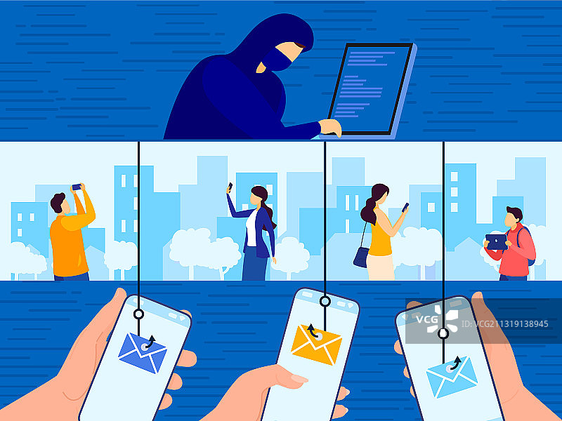 网络钓鱼攻击卡通图片素材