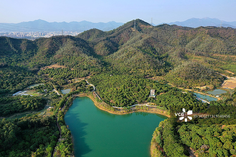 广东省东莞市凤岗镇南门山森林公园航拍图片素材