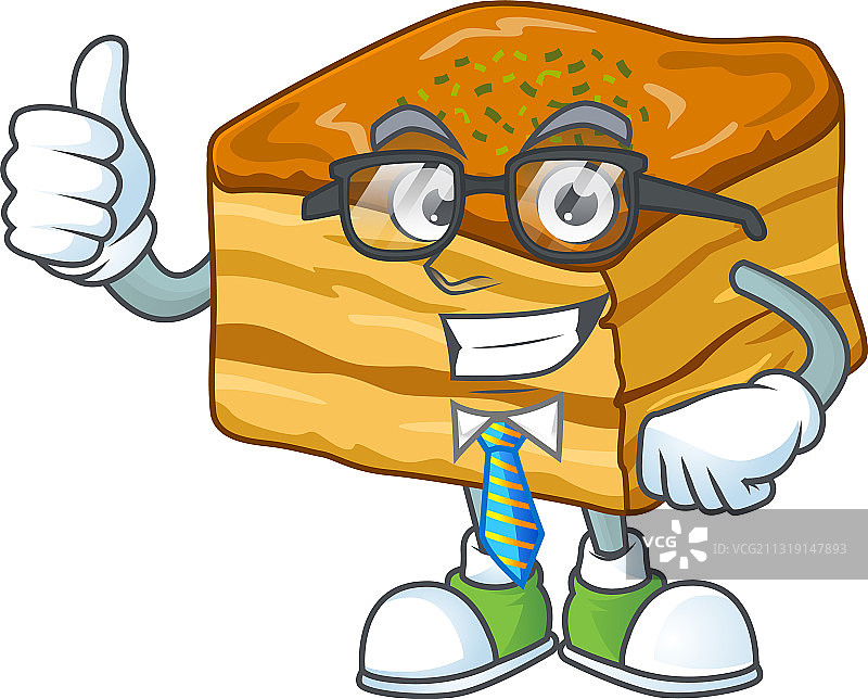 戴眼镜的成功商人与果仁蜜饼设计图片素材