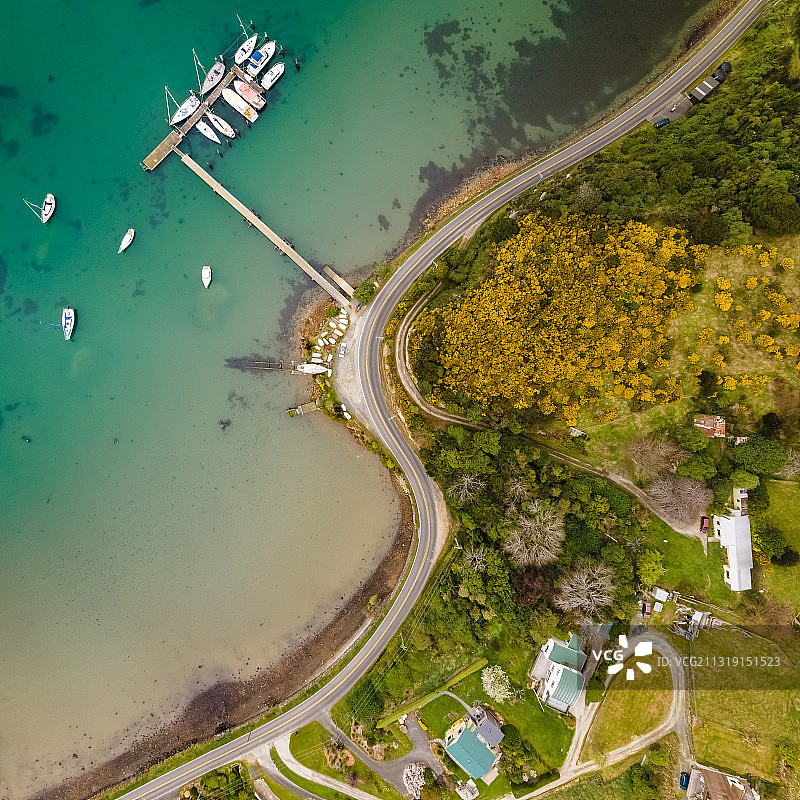 新西兰达尼丁Deborah海湾航拍俯视-湾弯玩图片素材