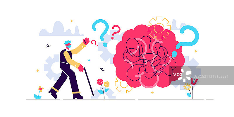 痴呆症健康障碍扁平小图图片素材