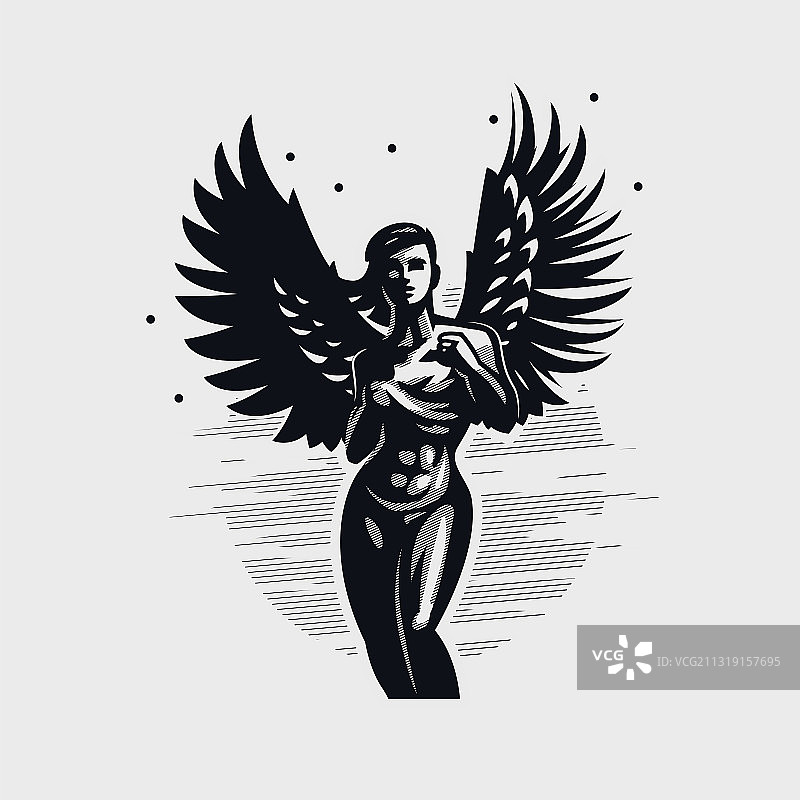 天使女人展示腹肌图片素材