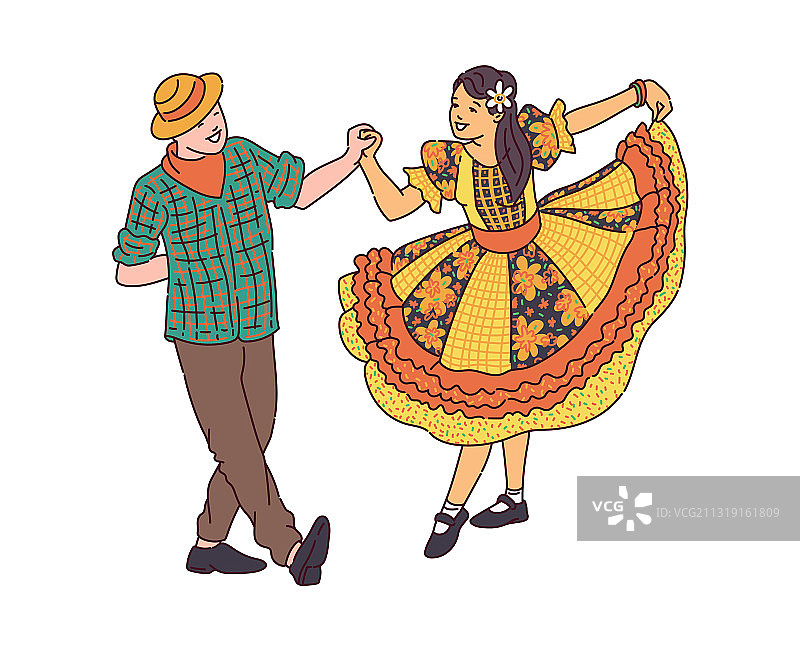 一对夫妇跳传统舞蹈图片素材