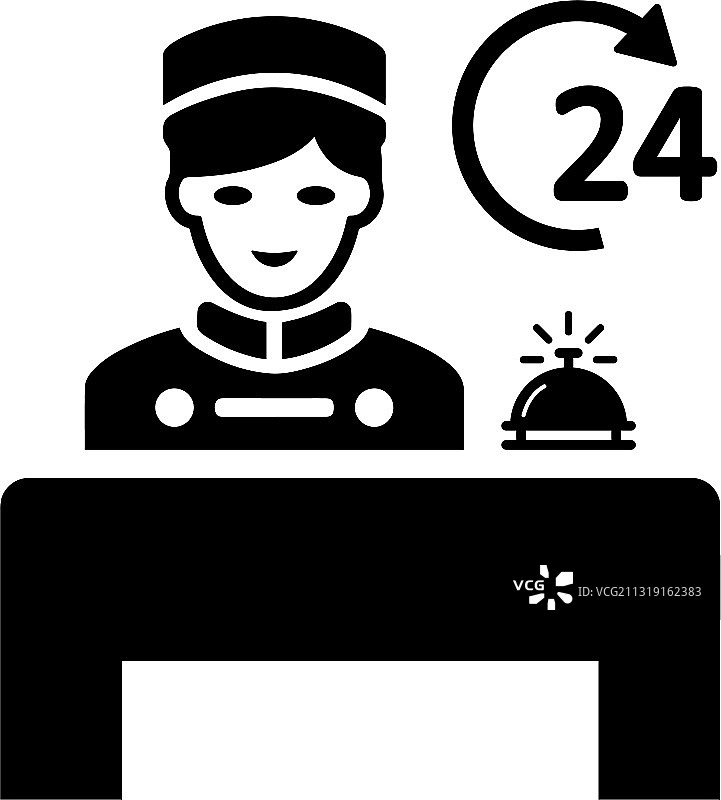 酒店接待礼宾员图标黑色剪影图片素材