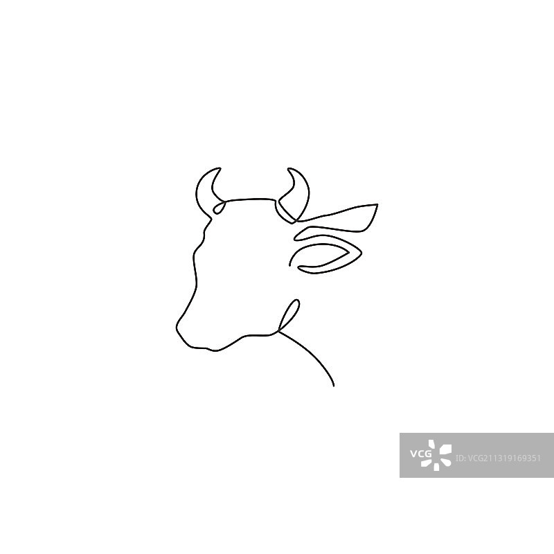 结实的牛头连续单线绘画图片素材