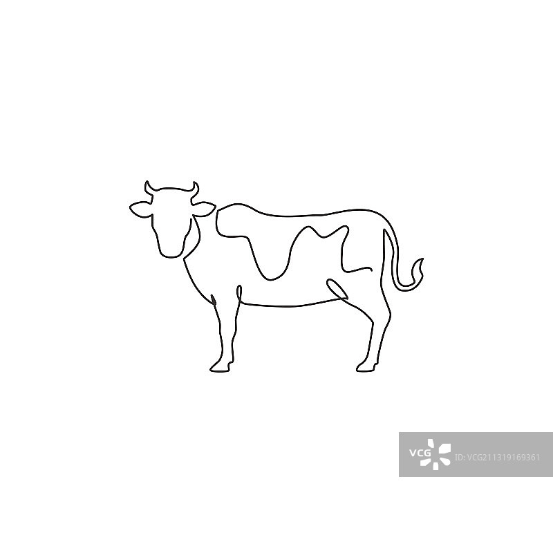 单线画风：用于畜牧的肥牛图片素材