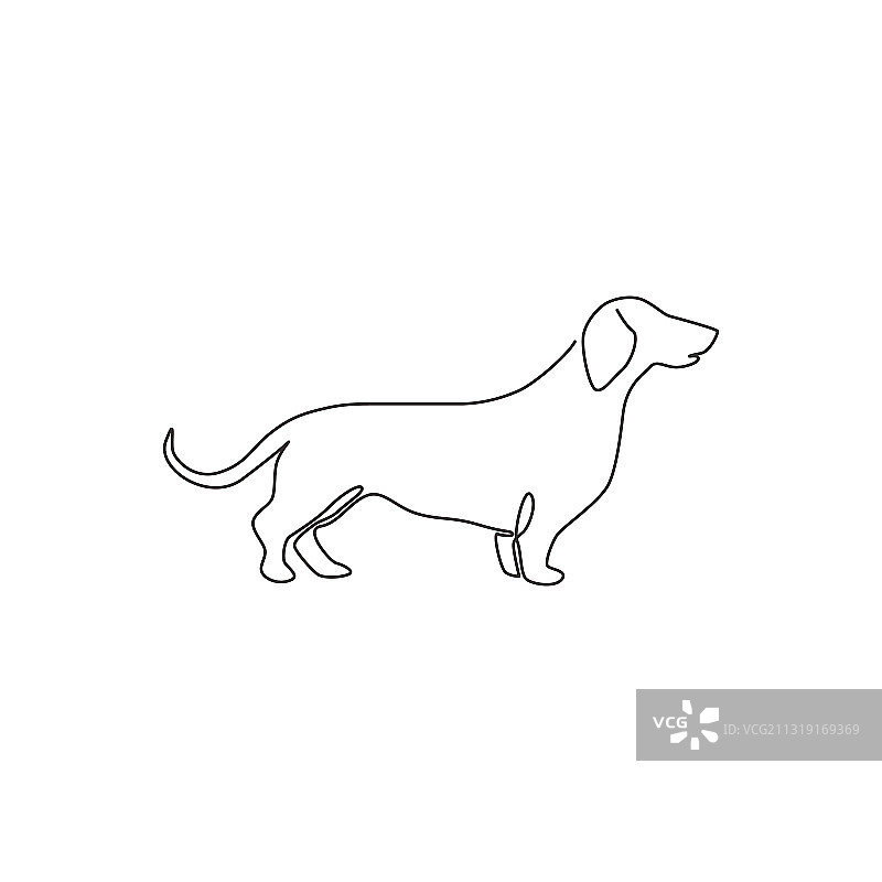 腊肠犬一笔画图片素材
