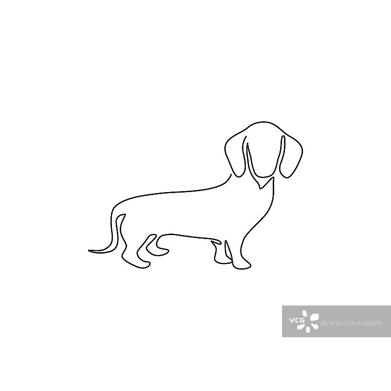 单线绘制有趣的腊肠犬图片素材