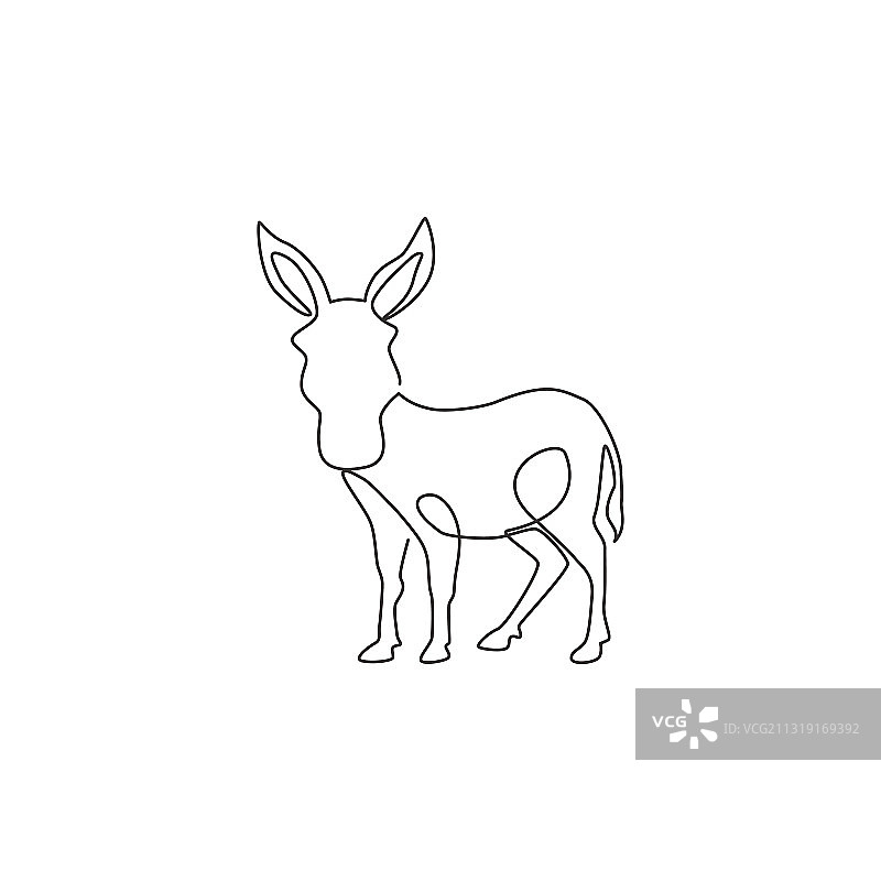 站立的驴单线连续绘图图片素材