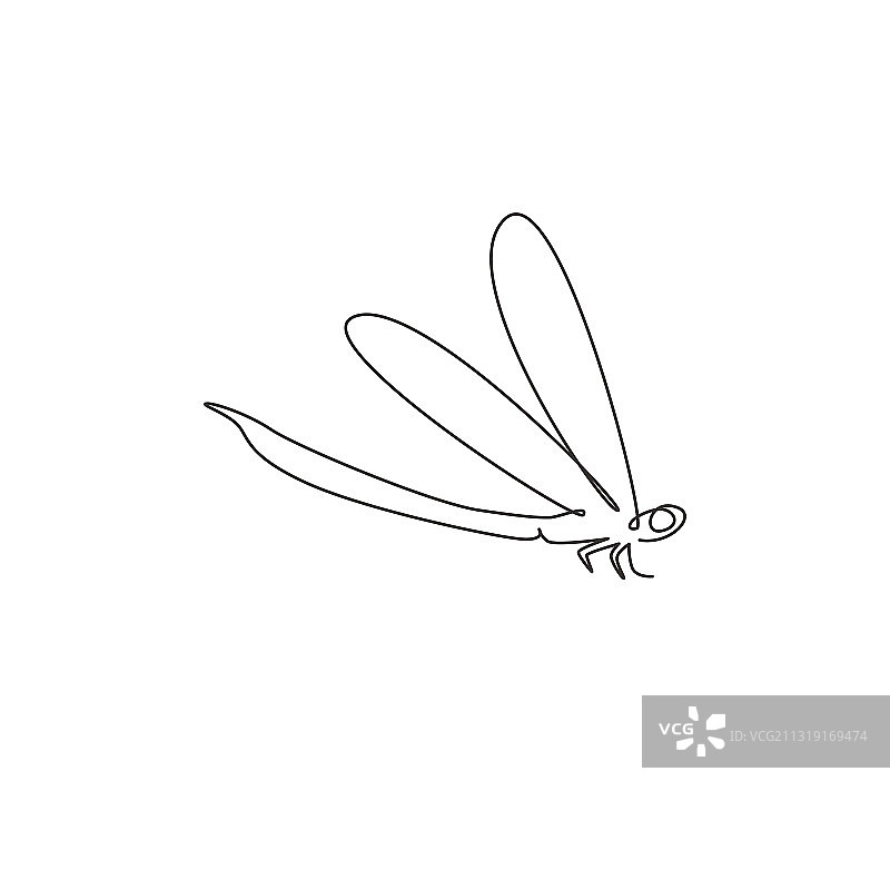 单线画可爱蜻蜓图片素材