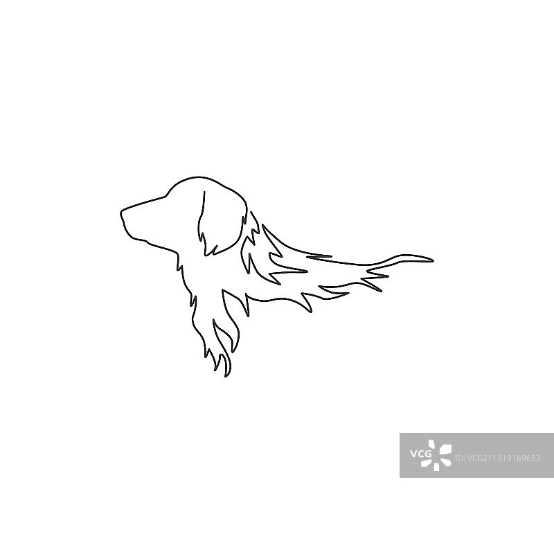金色可爱小狗单线连续绘画图片素材