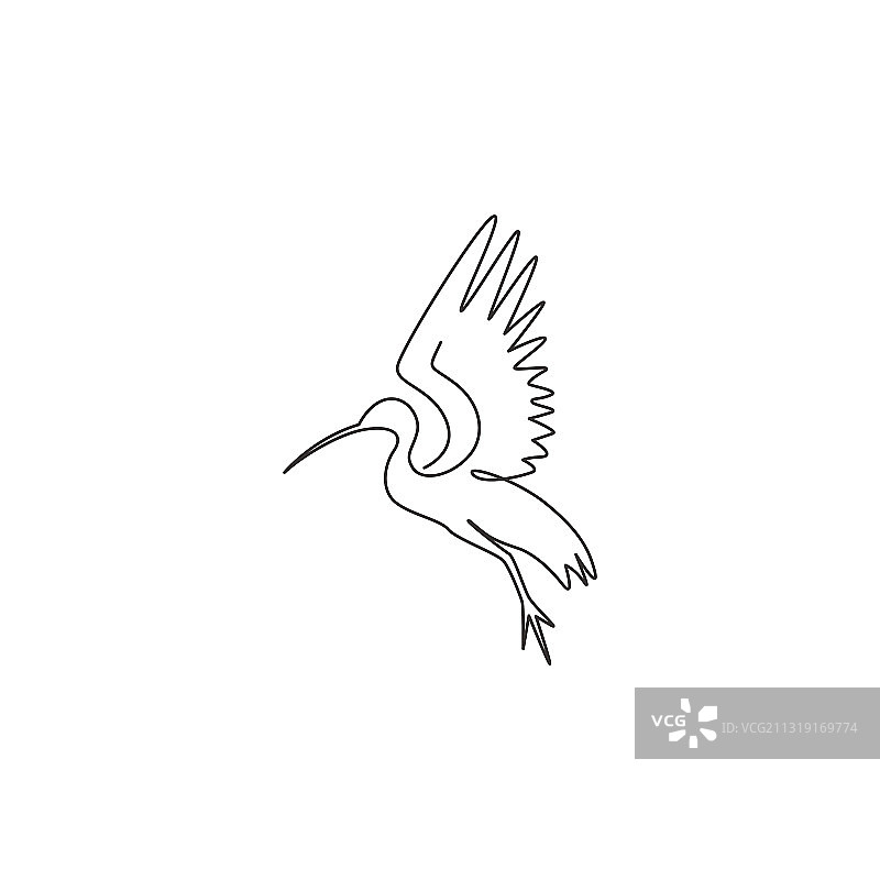 单线画风可爱朱鹭图片素材