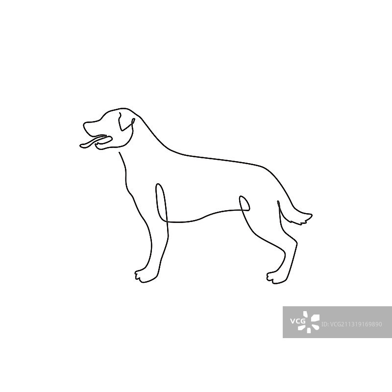凶猛罗威纳犬单线连续画图片素材