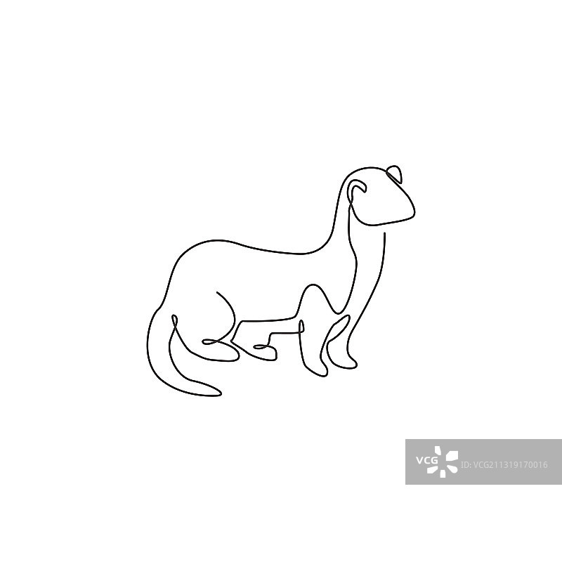 可爱的黄鼠狼单线连续绘画图片素材