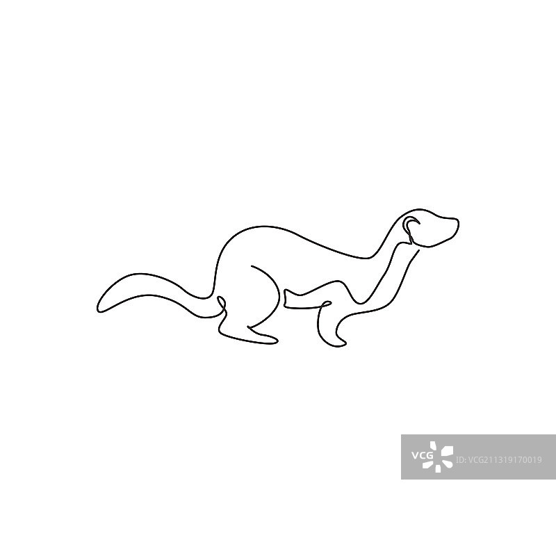 滑稽的黄鼠狼连续线条画图片素材