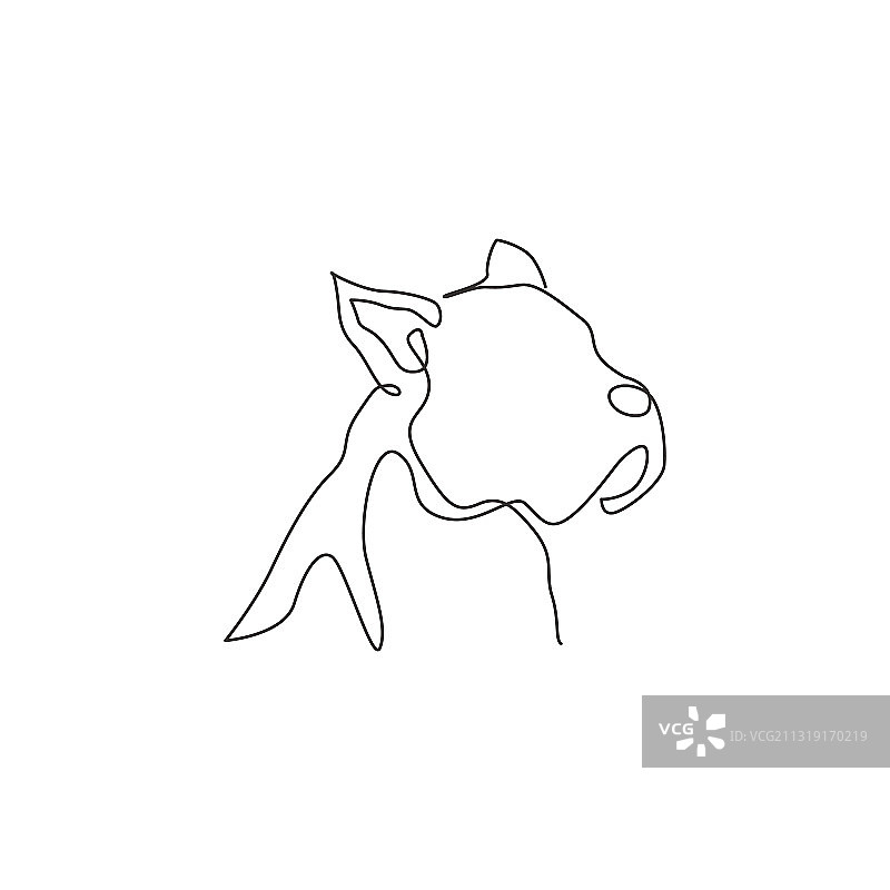 单线连续绘画：凶猛的拳击手图片素材