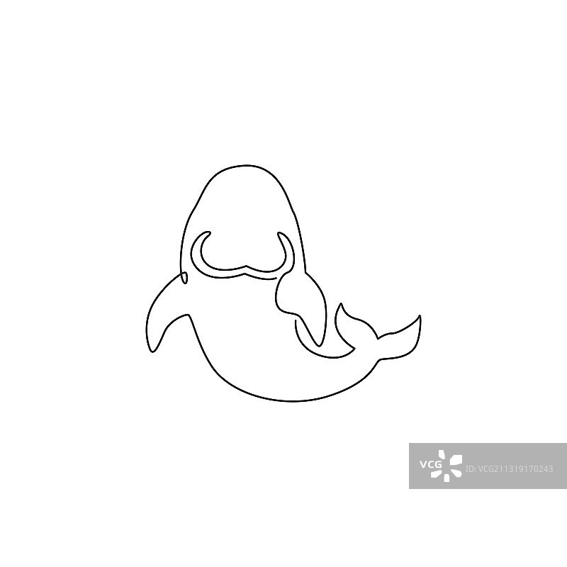 可爱的儒艮的连续线条画图片素材