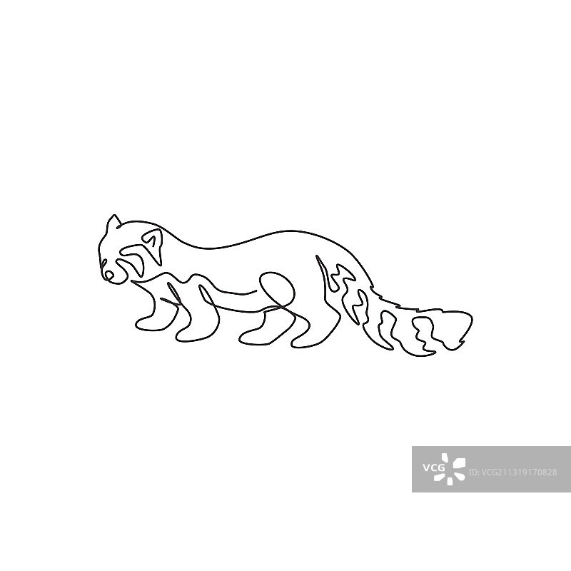 单线勾勒的可爱小熊猫图片素材