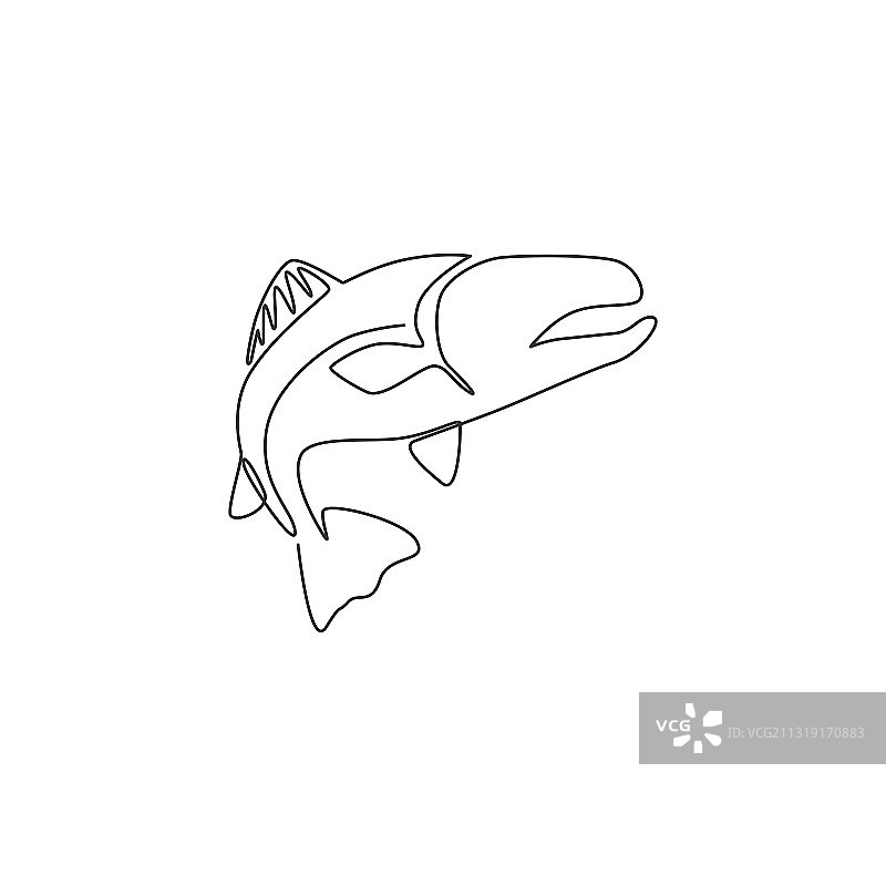 大马哈鱼连续线条画图片素材
