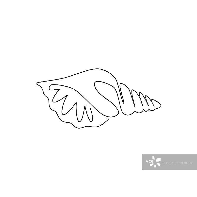 可爱的海蜗牛的连续线条画图片素材